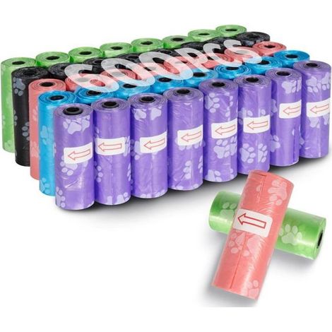 600 Sacs à Crottes Chien - 40 Rouleaux avec Distributeur, 33x23 cm Anti-Fuite, Ramasse-Crottes Portable, Hygiène Canine Pratique (1/5)