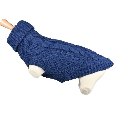 Pull fantaisie pour chien Bleu Torsadé Taille : T30
