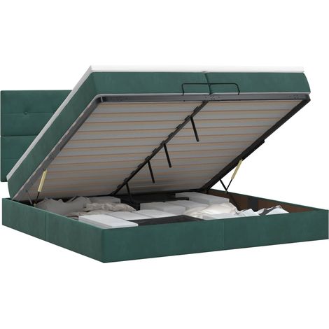 Letto ottomano con materasso Verde Scuro 200 x 200 cm Velluto vidaXL (1/5)