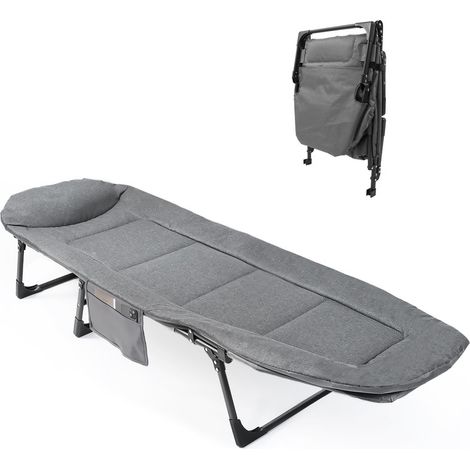 Lettino pliant réglable 5 positions – Avec coussin, charge 200 kg, pour jardin, piscine, camping et intérieur, gris (1/5)