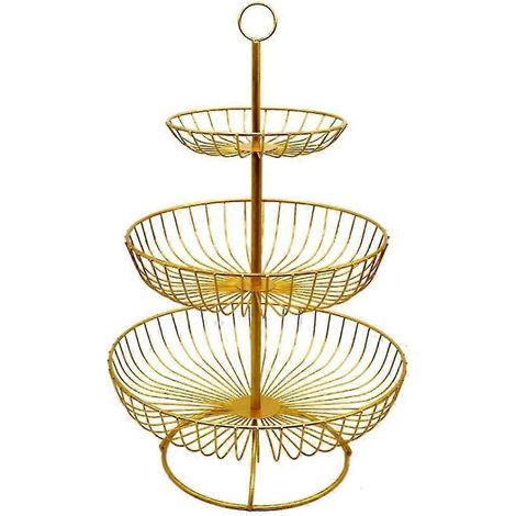 Fruit Basket Three Layer Metal Fruit Cup Fruit Cake Display Stand (1/5)