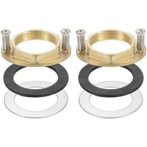 BUNTHAUS 2 Ensembles d'Écrous de Blocage Hexagonaux à Filetage Femelle 1-1/4 Pouce (31 mm) en Laiton avec Joint, Ensemble d'Outils de Fixation de Robinet pour Évier de Cuisine (Ovale)