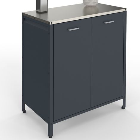 Meuble de cuisine extérieure PAREO 2 portes en acier gris anthracite (1/5)