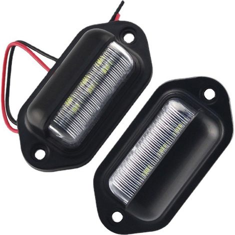 2 pezzi di illuminazione a LED impermeabile per targa, 6 luci posteriori a LED SMD, luce targa per camion, furgoni, rimorchi, roulotte, 12 V/24 V, nero