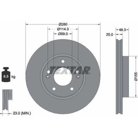 Lot de 2 Disques de frein TEXTAR 92351203 BYD 51712AT500