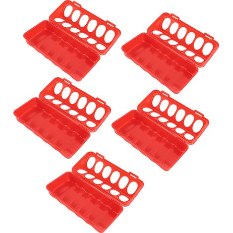 Lot de 5 mangeoires pigeon couvercle basculant sans renversement sans gaspillage propre volaille oiseaux plastique 23 cm trous (1/5)