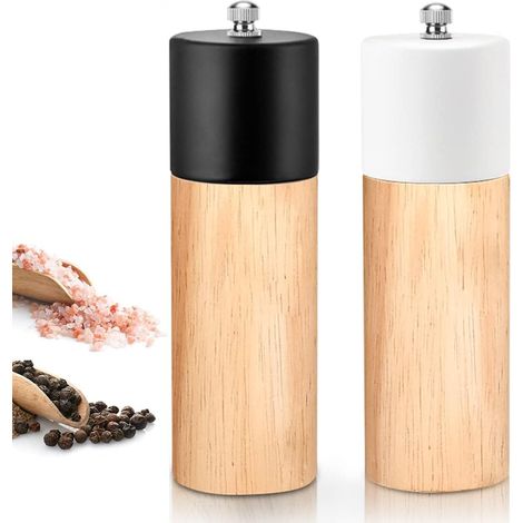 Juego De 2 Molinillos De Sal Y Pimienta De Madera MINKUROW, Molinillo De Especias, Frutos Secos, Molinillo De Especias De Mano, Botella, Utensilios De Cocina Para El Hogar (1/5)