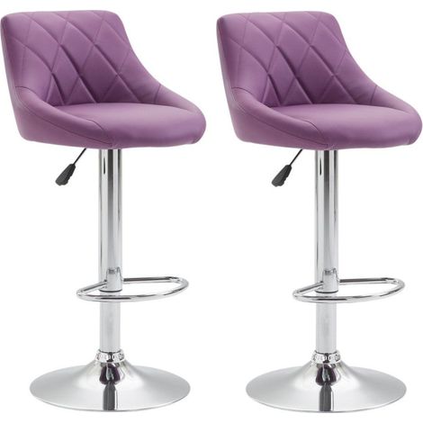 2x Tabourets de bar en synthétique violet pivotant avec repose-pieds TDB10082 (1/4)