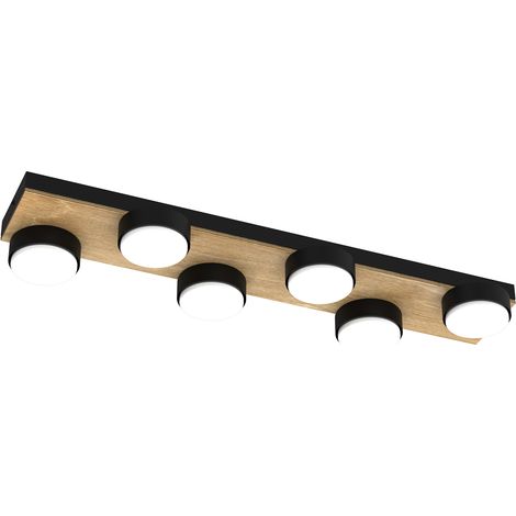 Plafonnier spot rect. 6xGX53 noir/bois Sema Luminex