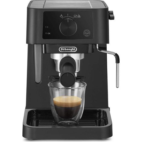 Delonghi – Cafetière à dosettes De'Longhi Stilosa EC235.BK – Filtre 1 et 2 tasses – Buse vapeur pour recettes gourmandes – Grille égouttoir amovible