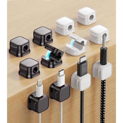 12 Pièces Clips Câble,Organisateur de Cables,Organisateur de Câbles Magnétique Clips,Support de Câble Magnétique,Organisateur de Câble pour TV,USB,HDMI,Câble Ethernet,Audio,Maison,Bureau (7mm) (1/5)