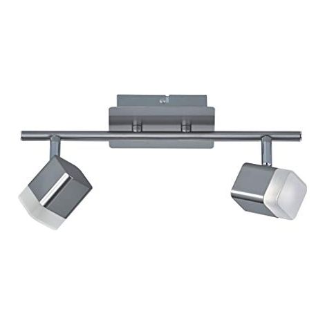 ROUBAIX BARRA 2 SPOTS LED 7W 800lm, 3000K QUADRATI METALLO ACCIAIO SATINATO L.34CM (1/4)