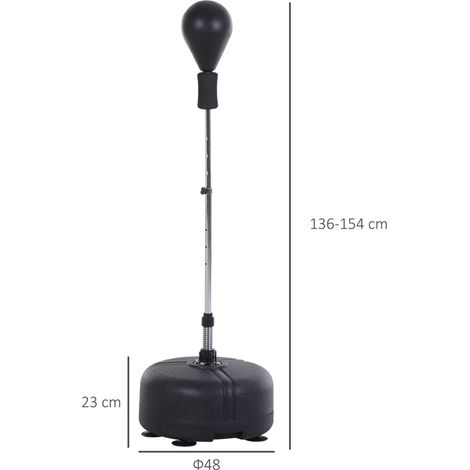 Punching ball de pie ajustable 136-154 cm con guantes, base con ventosas, negro OKMYHOME (1/5)
