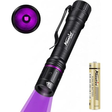 Mini Lampe Torche UV LED 365nm Lumière Noire Lampe de Wood Très Petit pour Peinture Minéral Fluoresceine Détecteur D'urine Détection d'argent avec Batterie AAA (1/5)