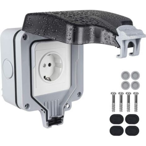 Prise extérieure étanche IP66 – 16A 220V-250V – Couvercle à charnière – Pour chantiers humides et extérieurs (1/5)