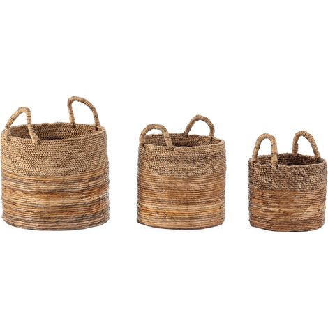 Set/3 Korb 32x32x38/38x38x42/42x42x48 Bananenblatt/natürliches Wasser Hyazinthe Zubehör und Geschenke/Accessoires und Geschenke für alle Stile, um zu Hause einen Hauch zu verleihen (1/2)