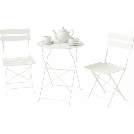 GagaSalon de jardin pliant crème 2 chaises 1 table (1/5)