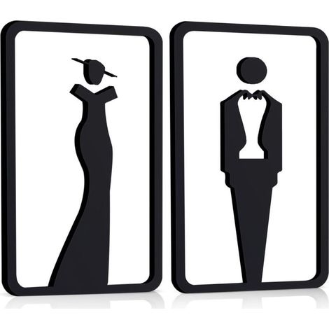 2 panneau Noir D'Identification de Toilettes Autocollant pour Toilettes pour Dames et Messieurs Panneau de Porte en Forme D'Homme et Femme Magasin Parking Restaurant (1/5)