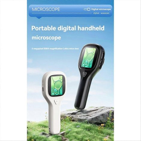 Loupe de microscope numérique portable avec éclairage LED, écran USB 2 pouces, impression textile blanche. (1/5)