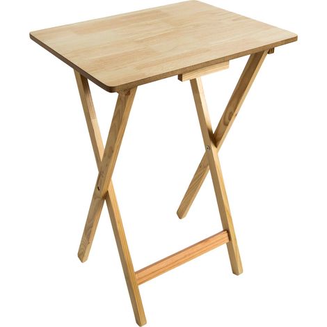 Folding Snack Table Laptop Wooden Desk Side End Dining Table, Natural
