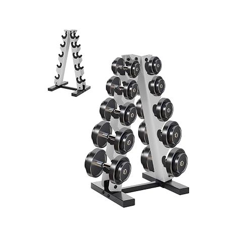 A-Frame Dumbbell Weight Rack, support d'haltères long, 34 x 32 x 65 cm, peu encombrant, 5 niveaux, charge maximale 100 kg, pour salle de sport à la maison (1/5)