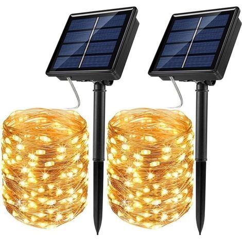 [Lot de 2] Guirlande Lumineuse Exterieur Solaire, 22m 200 LED Guirlande Guinguette Solaire Exterieure Étanche 8 Modes Décoration Lumière (1/5)