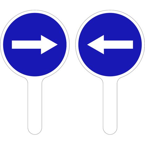 RAQUETTE DE SIGNALISATION. PALETTE DE SIGNALISATION. PANNEAU SIGNALISATION AIDE AU TRAFIC. PANNEAU K10. PANNEAU A MAIN CIRCULATION. - Flèche gauche / Flèche droite