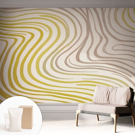 Papier peint décoratif avec colle pour salon, chambre à coucher et bureau – Design moderne et facile à poser Élégance fluide 312x219 cm (1/5)