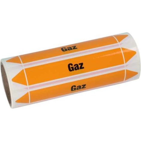 Plombservice – Rouleau de 100 étiquettes signalétiques Gaz 115x20 mm – Autocollantes pour surfaces lisses – Résistantes à l'humidité et aux UV