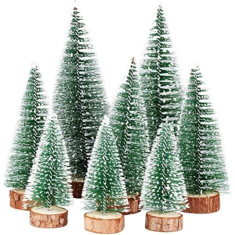 8pcs 3 tailles Mini arbre de Noël artificiel Mini arbre de Noël vert Mini arbre de Noël petit numéro de décoration de Noël 10/15/20 cm