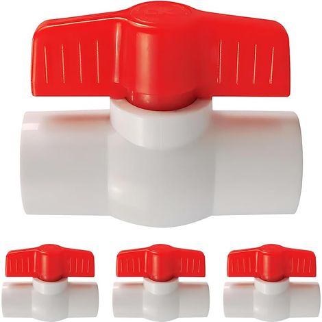 4 Pièces Robinet à bille, PVC G 1-1/4, Vanne d'arrêt, Poignée 90 degrés, Pour piscine et irrigation (1/5)