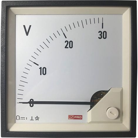 Ampèremètre analogique de panneau V c.c. RS PRO, 96mm x 96mm ( Prix pour 1 ) (1/3)