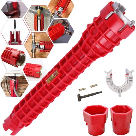 Kit de herramientas multifuncional 8 en 1 para grifos y fregaderos, reparación de inodoros, baños y cocinas (8 piezas) (1/5)