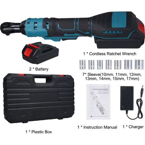 [JAMAIS UTILISÉ]Clé à cliquet sans fil 240 tr/min, interrupteur marche/arrêt à un clic, douilles de 10 à 17 mm, éclairage LED, 2 batteries 21 V 2000 mAh, couple de 45 pi-lb (40 N·m). (1/2)