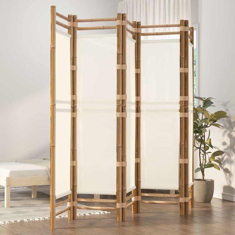 vidaXL Cloison de séparation pliante 5 panneaux 200 cm Bambou et toile (1/5)