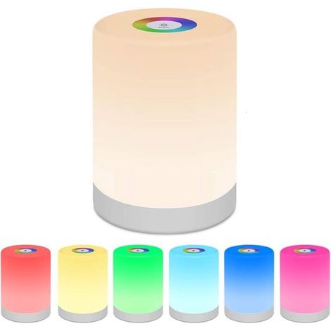 Luce notturna a LED - Dimmerabile, con cambio colore RGB - Controllo touch - Lampada da campeggio ricaricabile tramite USB - Luce soffusa per la protezione degli occhi (bianco caldo) (1/5)