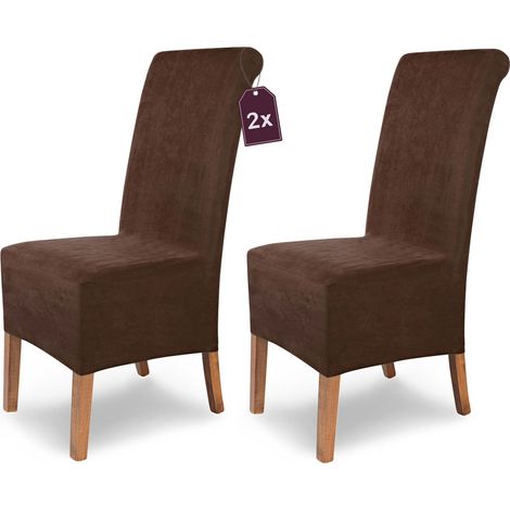 Housses de chaise extensibles Leon Lot de 2 housses de chaise en microfibre daim pour salle à manger Housse de chaise pivotante Housse de chaise en spandex avec bande élastique (1/5)