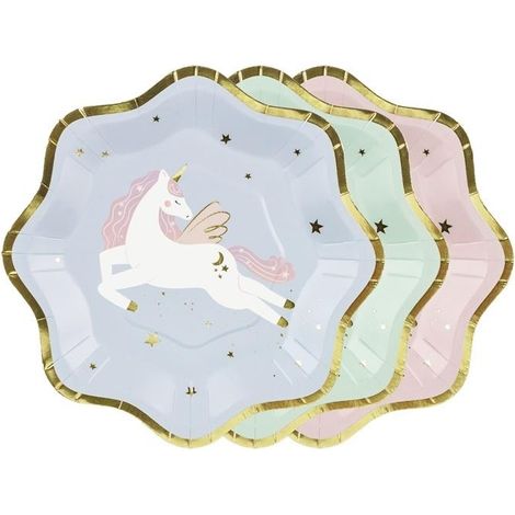 Piatti unicorno 18x18 cm, 6 pezzi