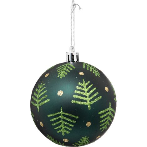 Déco Sapin Boule de Noël D 8 cm Vert avec Sapin - Feeric Christmas