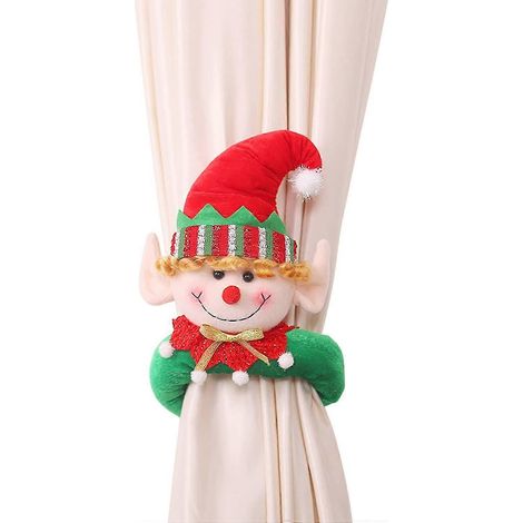 Attaches de rideaux de Noël en forme de lutin, accessoires de décoration, ornements, fournitures de Noël, embellissement intérieur pour la chambre, boutique, fête, soirée (rouge) (1/5)