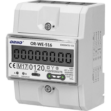 Contador de electricidad trifásico Orno OR-WE-516 MID (1/5)