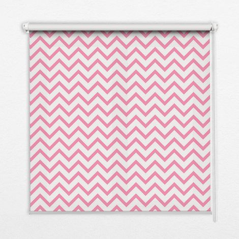 Tenda a Rullo Interna per Finestra - Tenda Filtrante Luce - Tenda Privacy - Tenda Decorativa Rettangolare - Rullo per Interni - (100 cm x 100 cm) - Zigzag rosa orizzontali