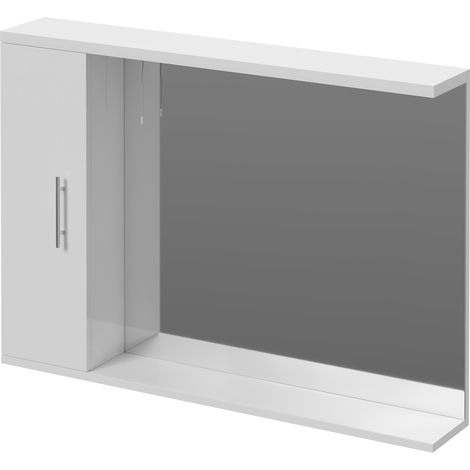 Alexander James 1050mm x 750mm Downlit Vanity Mirror with Storage - 1050mm - Chrome 96mm Bar Handle