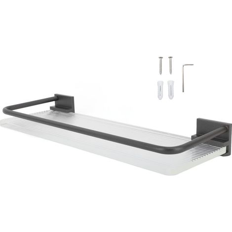 30cm Bathroom Wall Mounted Shelf Space Aluminum Acrylic Towel Rack Bathroom Storage Rack Grey