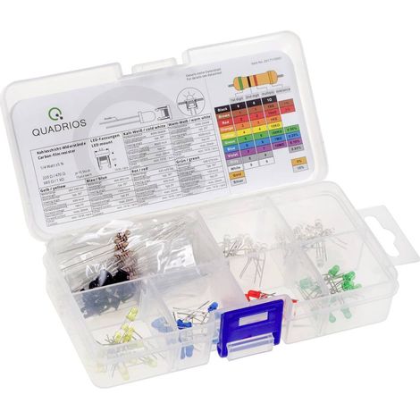 Quadrios Assortiment de LEDs rouge, vert, jaune, bleu, blanc froid, blanc chaud 3 mm 20 mA 2 V, 3 V (1/4)