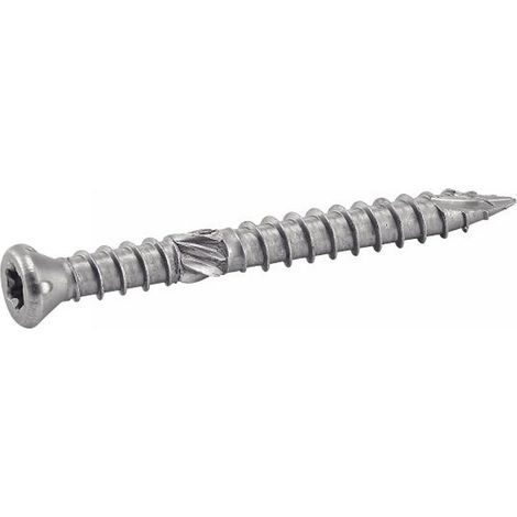 Acton – Vis spécial terrasse 6x70 mm – Tête fraisée réduite 6 lobes – Double filet inox A2 – Boîte de 100 vis pour bois dur