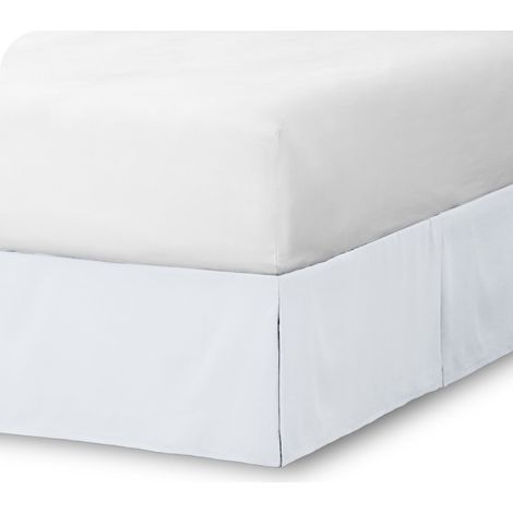Jupe de lit plissée de luxe，Jupe plissée longue, style ample, couleur unie, blanche, taille standard(198X203+38CM) (1/5)