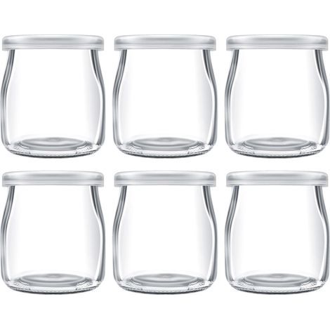 KLVGTIFS PU - Pots en verre de 200 ml pour pouding au yaourt avec couvercles en plastique, mini-gobelets, petites bouteilles en verre (6) (1/4)