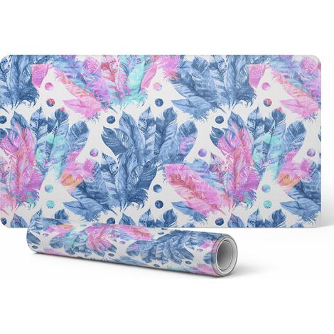 Alfombrilla protectora antideslizante para escritorio con estampado de plumas y puntos, 100x50 cm.