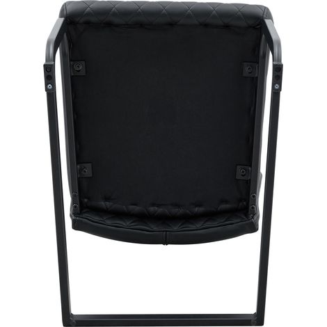Ensemble table ronde en verre trempé et 2 chaises de salle à manger en cuir régénéré noir, style industriel léger, pour petits espaces  - CHICFURN (1/5)